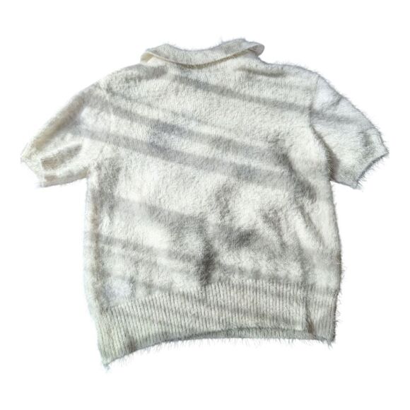 Dolls Kill X Hello Kitty Fuzzy White Eyelash Sweater Top Size S - Picture 7 of 12